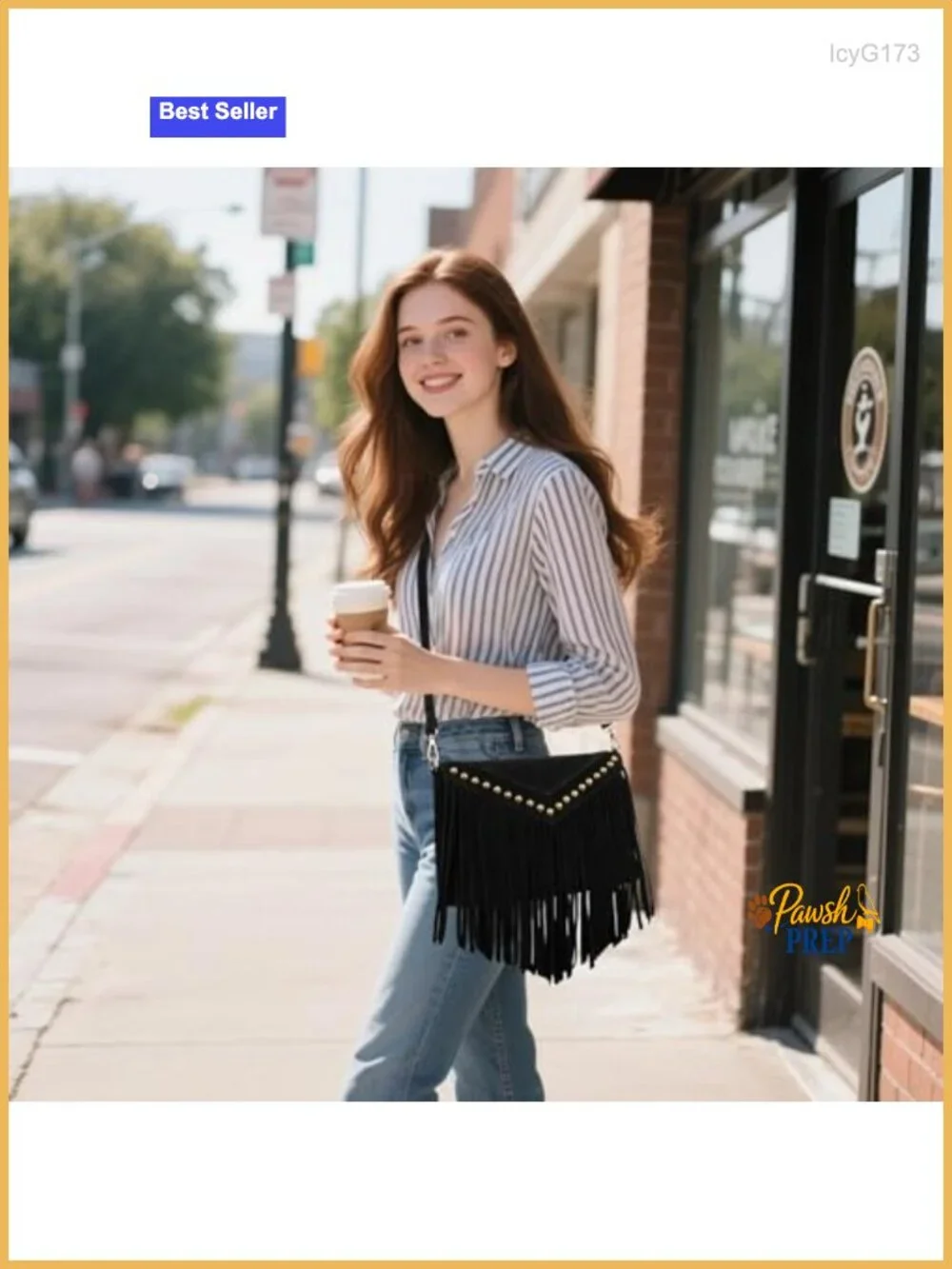 Small Fringe Crossbody Suede Hobo Handbag Boho Chic Purse